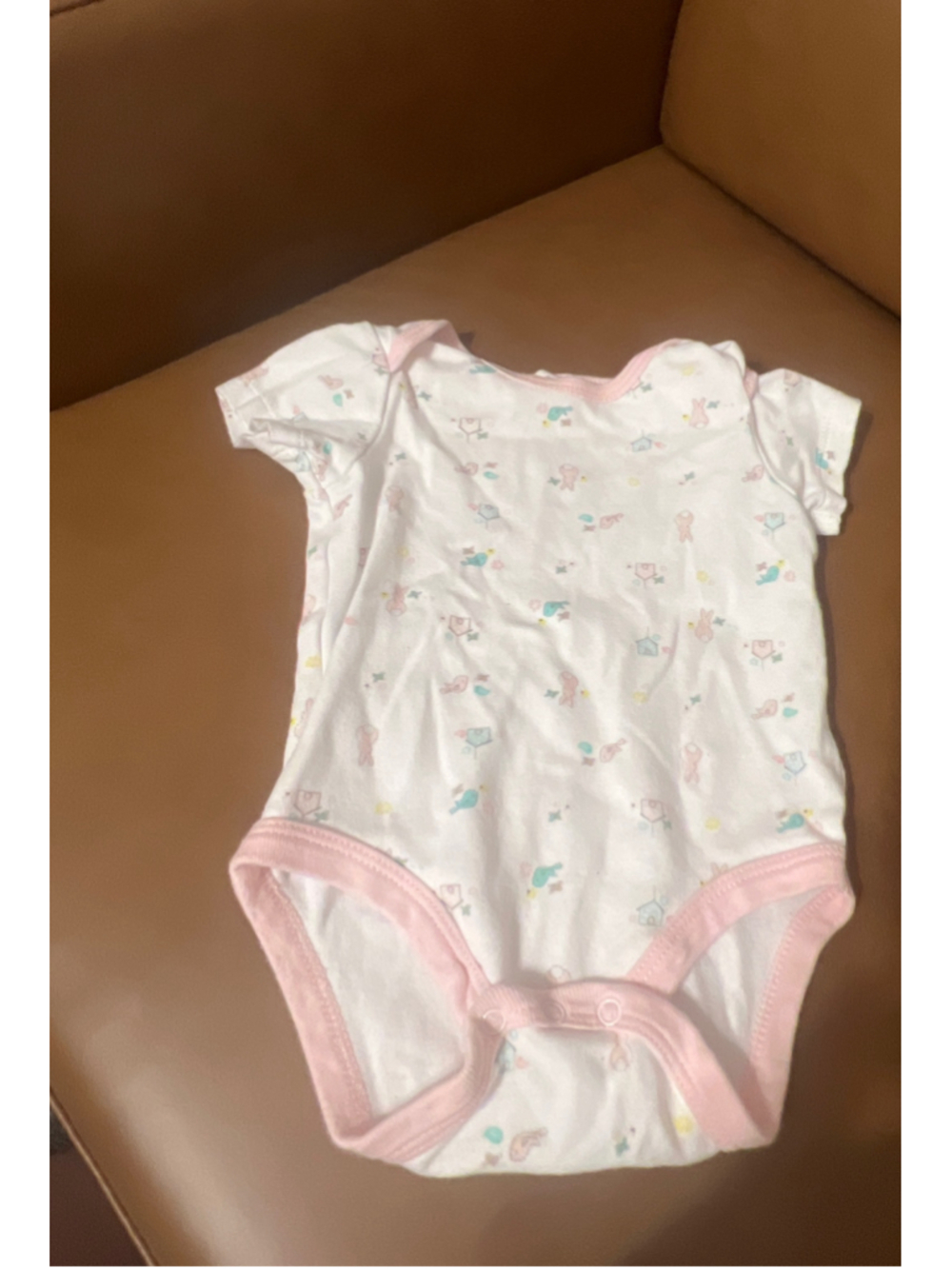 Baby Starting Out Bodysuit 6 Months White Pink Bunny Print